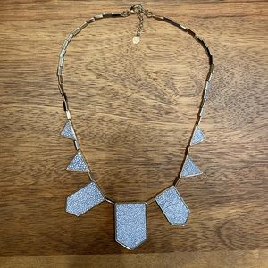 HOUSE OF HARLOW 1960 Gold Plate & Light Blue Leather Five Station Necklace